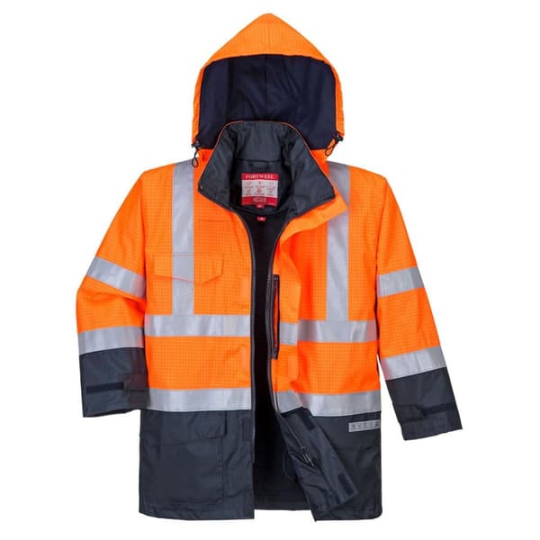 Portwest Bizflame Rain Hi-Vis sikkerhedsjakke til mænd Orange/Navy M