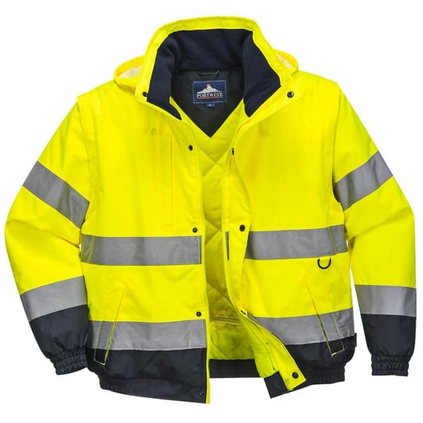 Portwest Mens 2 in 1 Hi-Vis Bomber Jacket för män