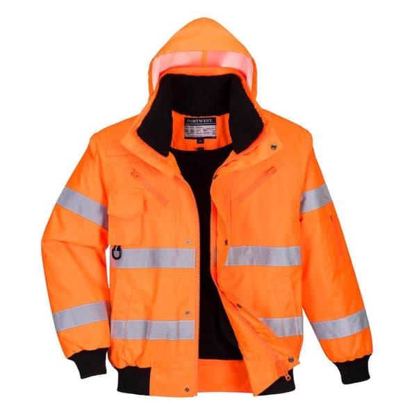 Portwest Mens 3 i 1 Hi-Vis Safety Bomber Jacket för män