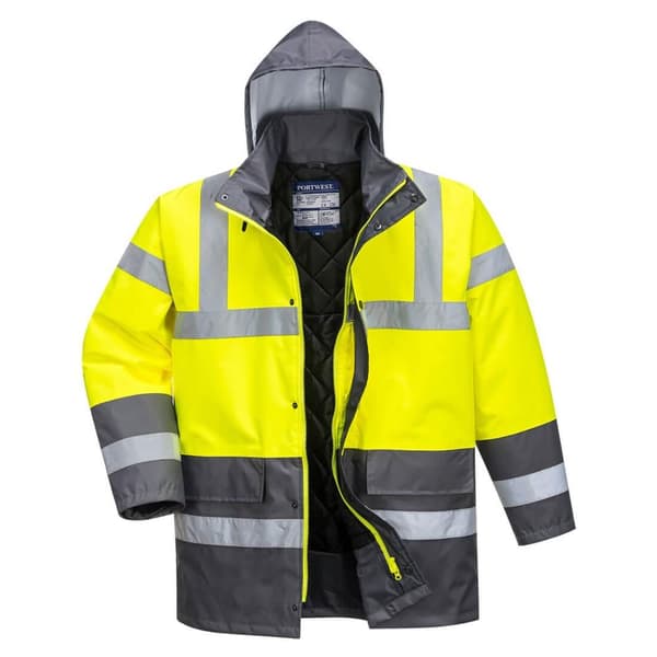 Portwest Kontrastfarvet Hi-Vis vintertrafikjakke til mænd Yellow/Grey 3XL