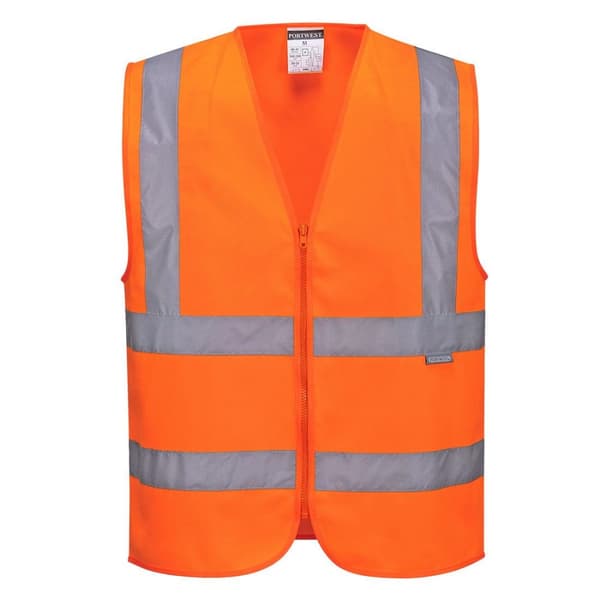 Portwest Mens Band & Brace Zip Front Safety Hi-Vis Vest