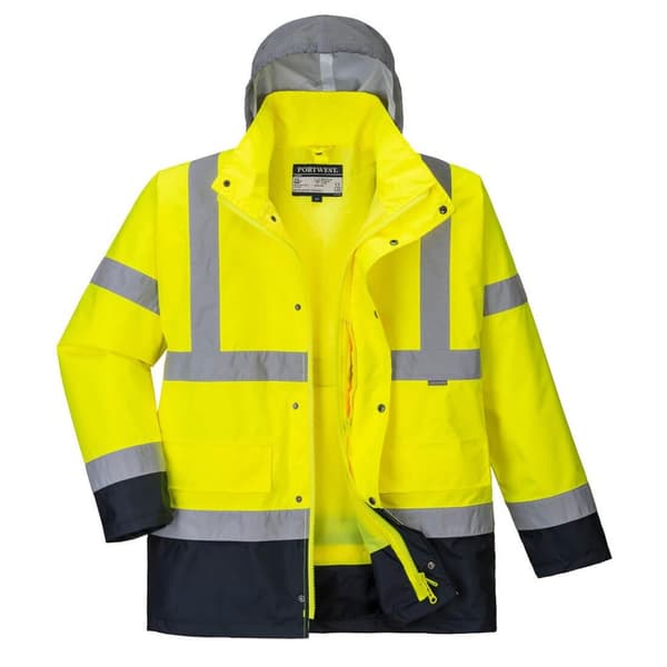 Portwest Hi-Vis 4 i 1 trafikjakke til mænd Yellow/Navy XL