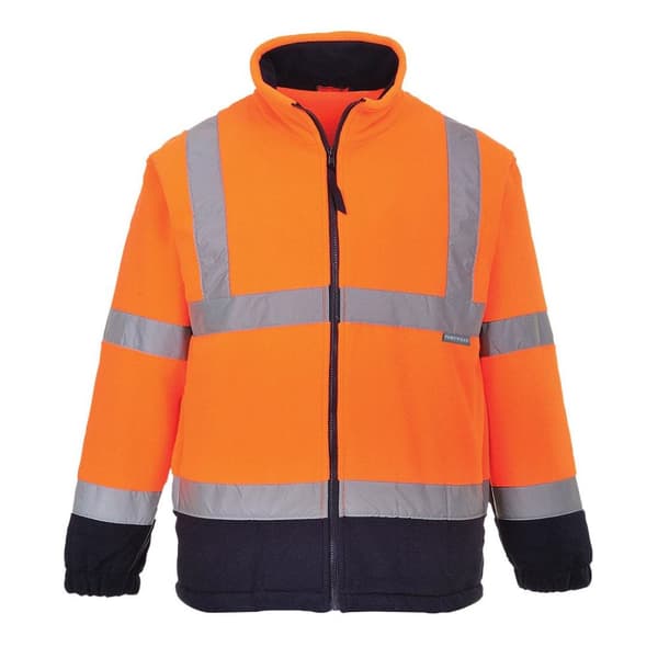 Portwest Mens Contrast Fleece Hi-Vis Safety Coat Orange/Navy 3XL
