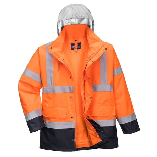 Portwest Mens Hi-Vis 4 In 1 Safety Traffic Jacket