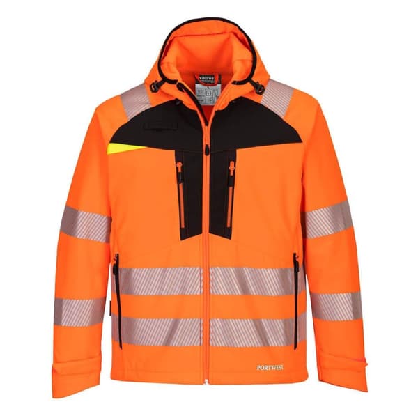 Portwest Herre DX4 Softshell Hi-Vis sikkerhedsjakke Orange/Black S