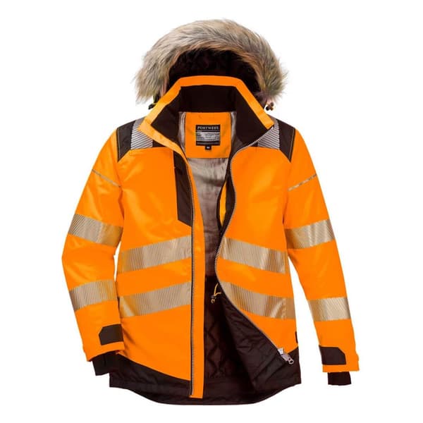Portwest PW3 Hi-Vis sikkerhedsjakke til mænd Orange/Black M