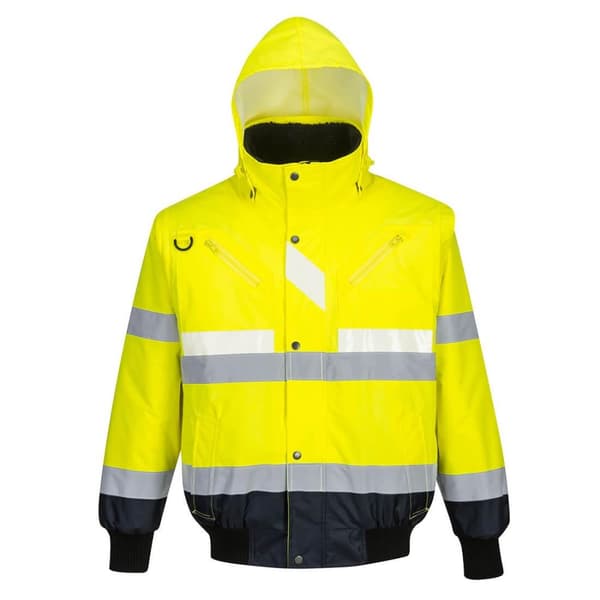 Portwest Mens Glowtex Hi-Vis 3 In 1 Bomber Jacket Yellow/Navy XXL