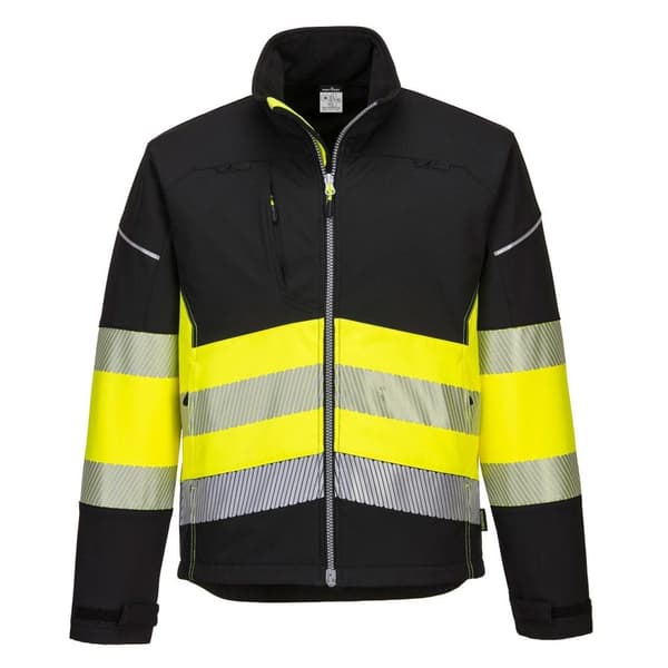 Portwest PW3 Hi-Vis 3 lager klass 1 Soft Shell Jacket för herrar Black/Yellow 3XL