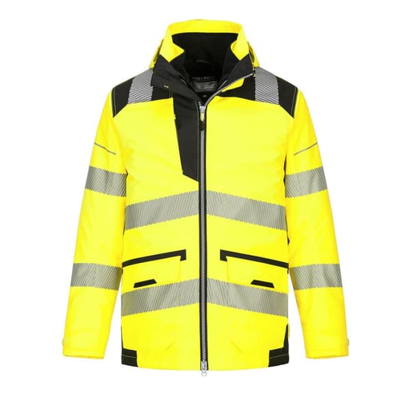 Portwest Mens PW3 5 In 1 Hi-Vis Jacket Yellow/Black 4XL