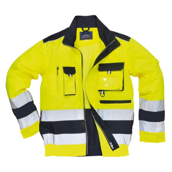 Portwest Lille kontrastfarvet hi-vis bomberjakke til kvinder/damer Yellow/Navy M