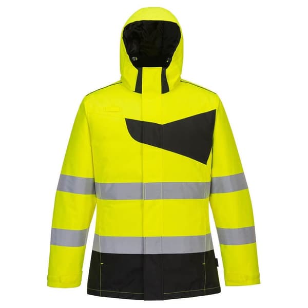 Portwest Mens PW2 High-Vis Winter Jacket Yellow/Black 4XL