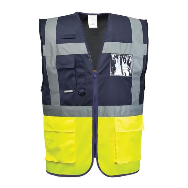 Portwest Mens Paris Contrast Hi-Vis Vest Yellow/Navy S