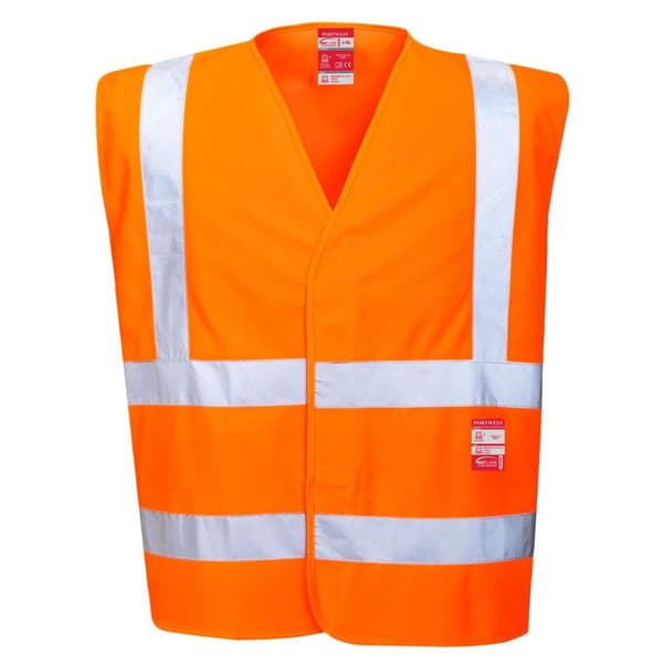Portwest Mens Flame Resistant Safety Hi-Vis Vest Orange XXL-3XL