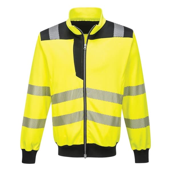 Portwest PW3 Hi-Vis Full Zip Sweatshirt för män Yellow/Black 3XL