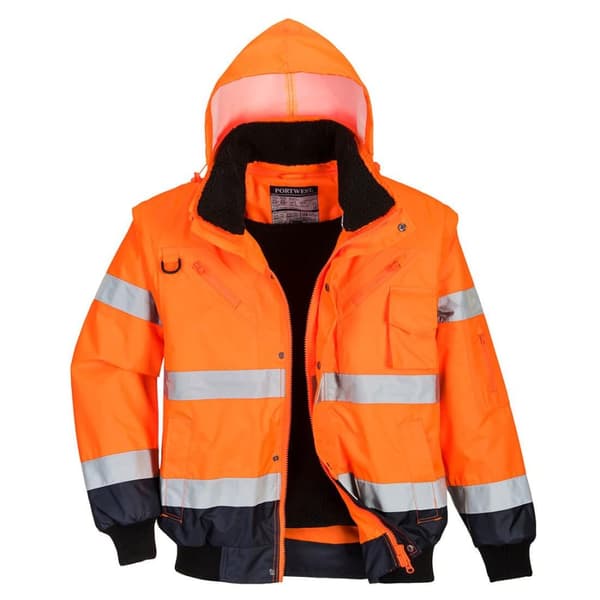 Portwest Mens 3 in 1 Hi-Vis Safety Bomber Jacket