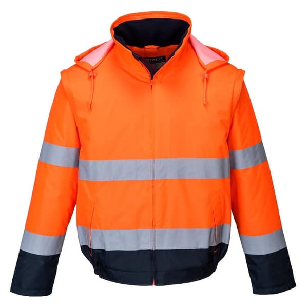 Portwest Mens C464 Essential 2 in 1 Lite Hi-Vis Safety Bomber Jacket