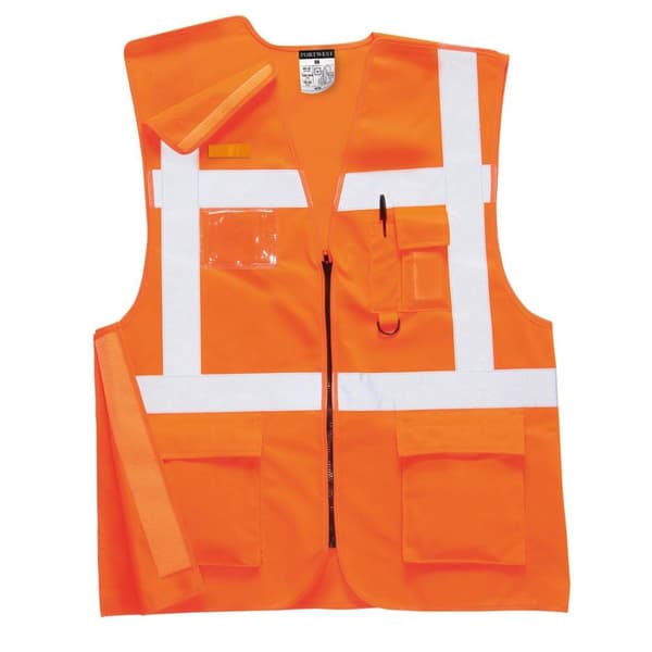 Portwest Mens Executive Zip Front Safety Hi-Vis Vest