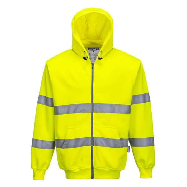 Portwest Mens Hi-Vis Full Zip Hoodie Yellow S