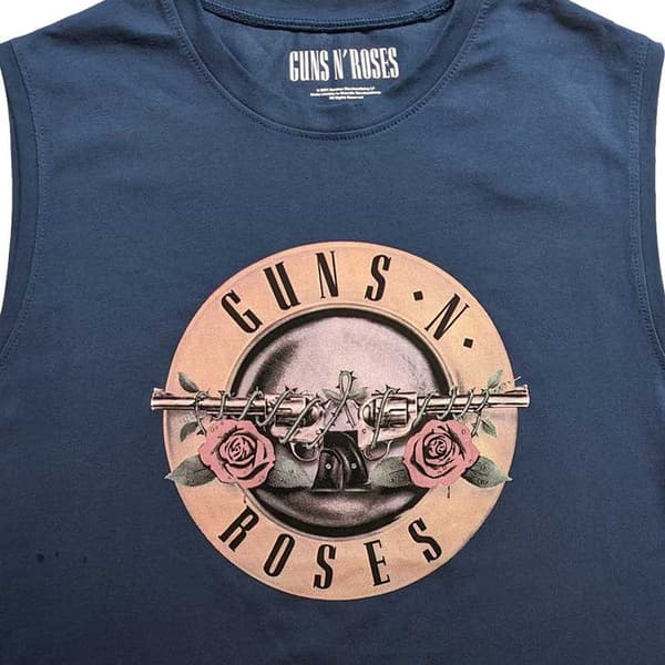 Guns N' Roses Tank Top Muscle T Shirt Classic Band Logo Official Unisex Blue