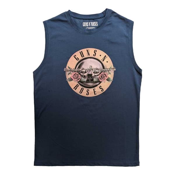 Guns N' Roses Tank Top Muscle T Shirt Classic Band Logo Official Unisex Blue Blue M