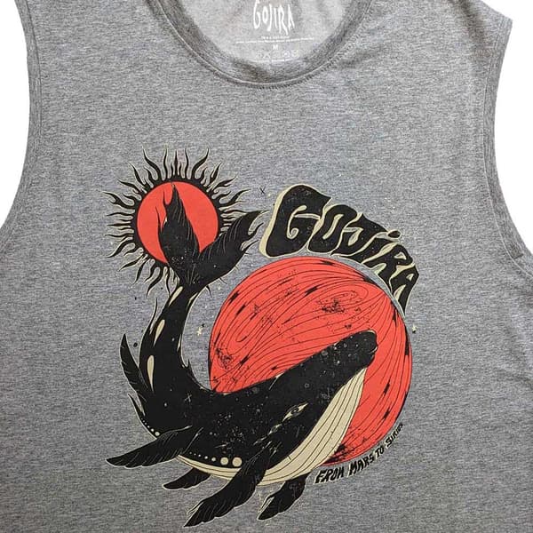 Gojira Tank Top Muscle T Shirt Whale Band Logo Official Unisex Grey