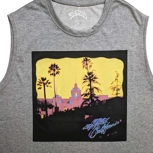 Eagles Tank Top Muscle T Shirt Hotel California Logo Official Unisex Grey