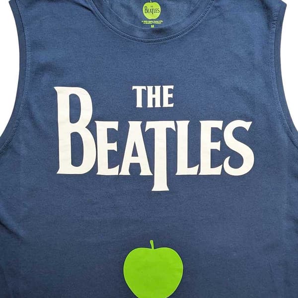 The Beatles Tank Top Muscle T Shirt Drop T Logo & Apple Official Unisex Blue