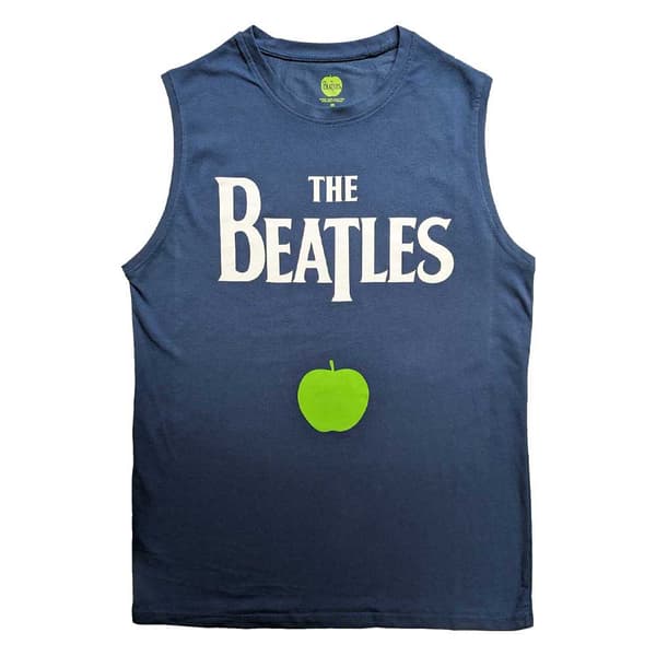 The Beatles Tank Top Muscle T Shirt Drop T Logo & Apple Official Unisex Blue Blue XXL