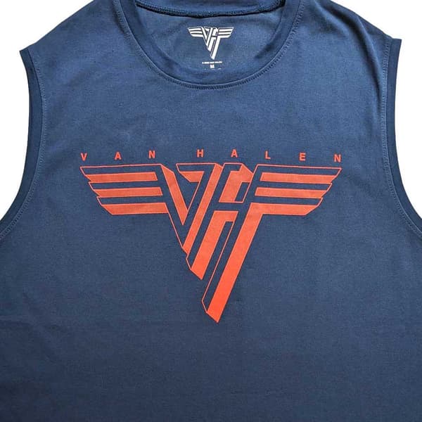 Van Halen Tank Top Muscle T Shirt Classic Red Logo Official Unisex Demin Blue