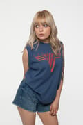 Miniatyrbild 3 av 4: Van Halen Tank Top Muscle T Shirt Classic Red Logo Official Unisex Demin Blue