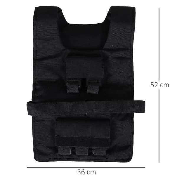 Rootz 30kg Träningsväst - Viktväst - Justerbar - Träningskondition - Oxford - Järn - Svart - 36x52cm