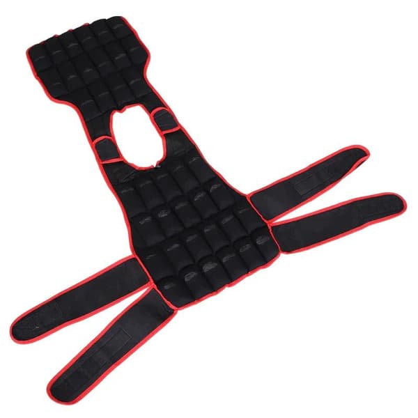 Rootz 20 Kg Træningsvest - Vægtvest med dobbeltstropper - Justerbar styrke - Træningsfitness - Metal - Sort/Rød - 60 x 50 cm