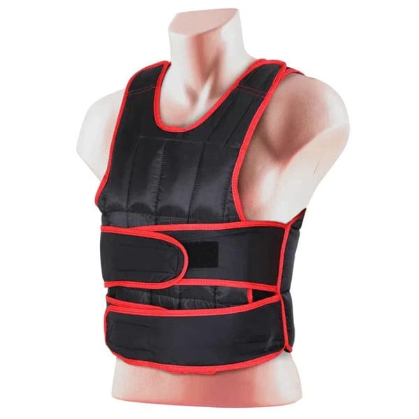 Rootz 20 Kg Træningsvest - Vægtvest med dobbeltstropper - Justerbar styrke - Træningsfitness - Metal - Sort/Rød - 60 x 50 cm