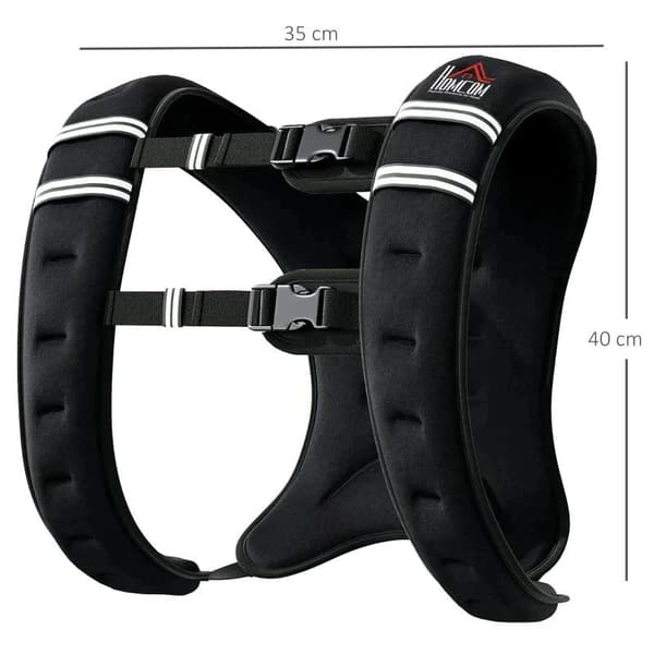 Rootz Weight Vest - 10 kg Justerbar til vægttransformation Styrke - Træningsmand/kvinde - Oxford stof - Metal Sand - Sort - 40 x 35 cm