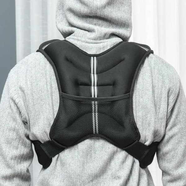 Rootz Weight Vest - 10 kg Justerbar til vægttransformation Styrke - Træningsmand/kvinde - Oxford stof - Metal Sand - Sort - 40 x 35 cm