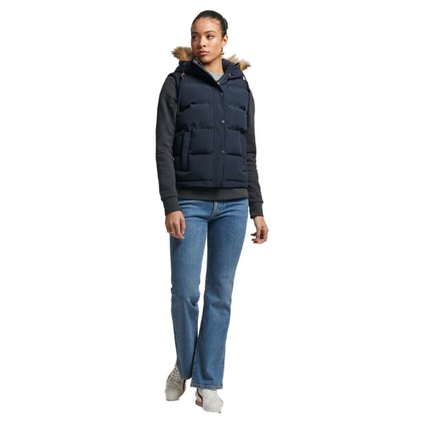 Superdry Väst Vintage Everest Faux Fur Blå M Kvinna