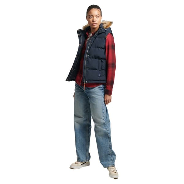 Superdry Väst Vintage Everest Faux Fur Blå M Kvinna