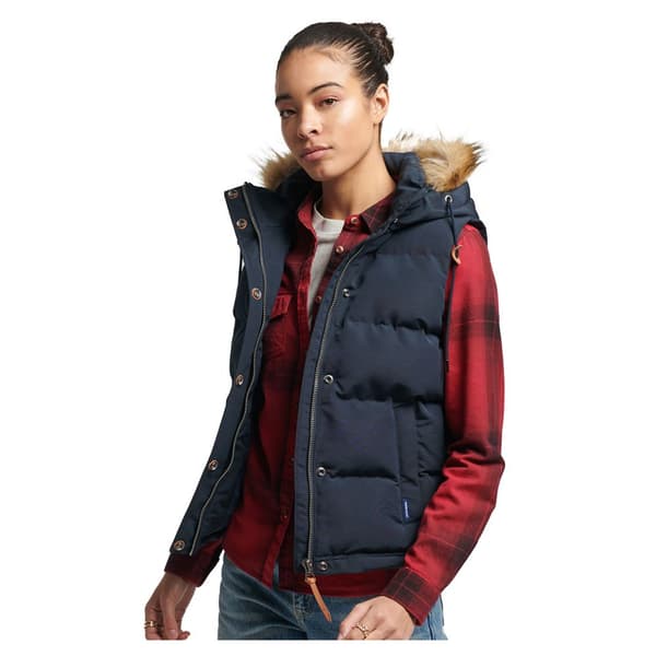 Superdry Väst Vintage Everest Faux Fur Blå M Kvinna