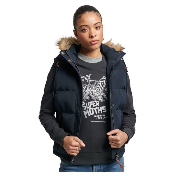 Superdry Väst Vintage Everest Faux Fur Blå M Kvinna