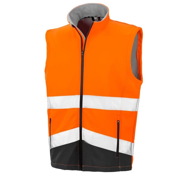 SAFE-GUARD by Result Unisex Softshell skyddsväst för vuxna Fluorescent Orange/Black S