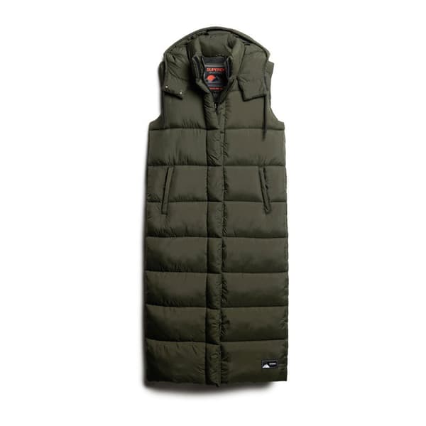 Superdry Dunväst Ripstop Longline Grönt L Kvinna