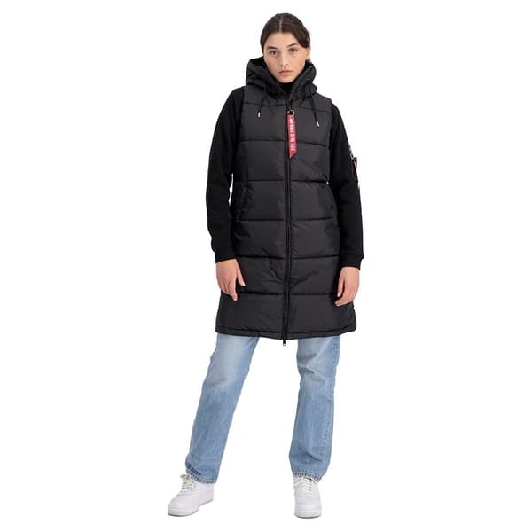 Alpha Industries Long Puffer Vest Sort XS Kvinde