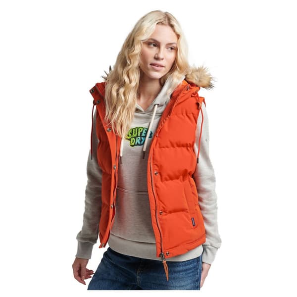 Superdry Väst Vintage Everest Faux Fur Orange 2XS Kvinna