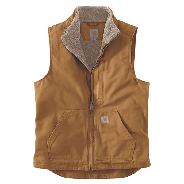 Carhartt Vest Washed Duck Lined Mock Neck Brun M