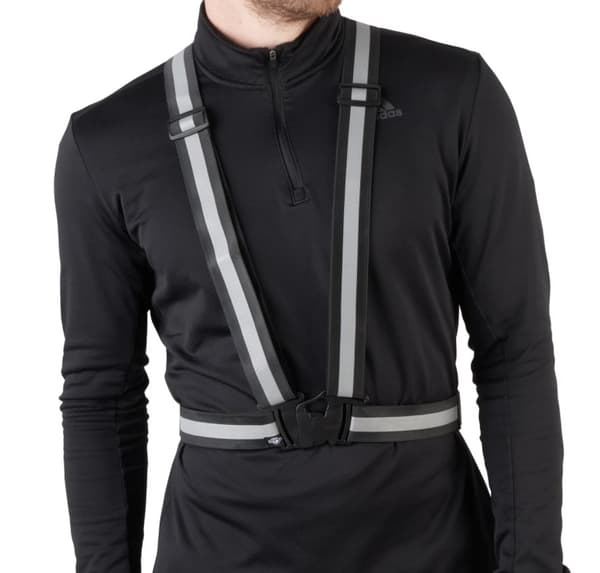 2-pakning refleksvest/refleksele for løping og sykling - svart