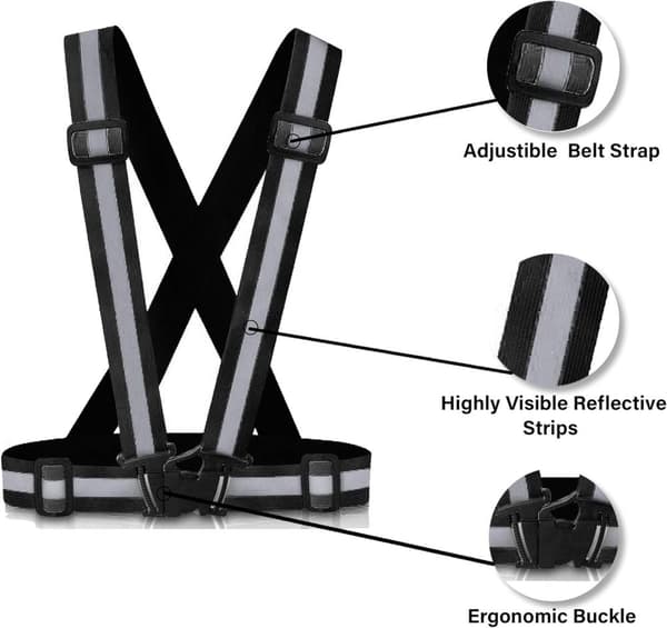 2-pakning refleksvest/refleksele for løping og sykling - svart