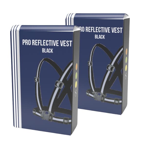 2-pakning refleksvest/refleksele for løping og sykling - svart