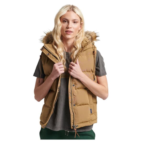 Superdry Väst Vintage Everest Faux Fur Brun XS Kvinna