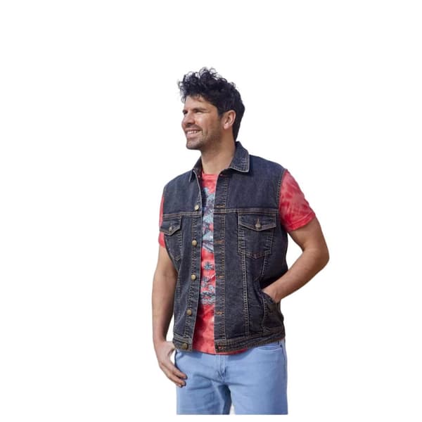 Atlas For Men Mens Biker Denim Gilet