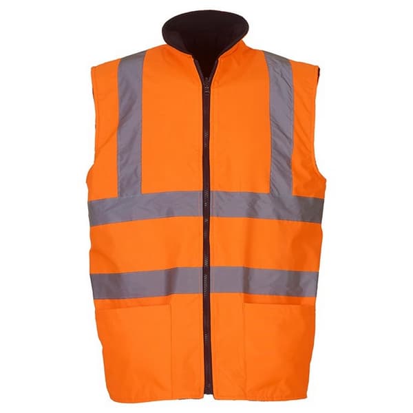 Yoko Unisex vuxen Hi-Vis fleece vändbar kroppsvärmare Orange XXL
